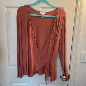 Terra-cotta color crisscross blouse